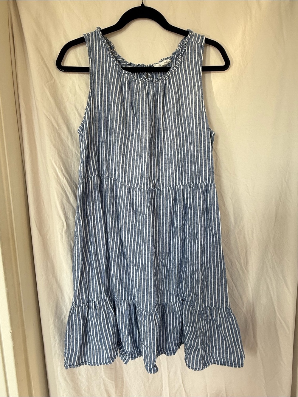 Beach Lunch Lounge Blue and White Stripe Tiered Sundress